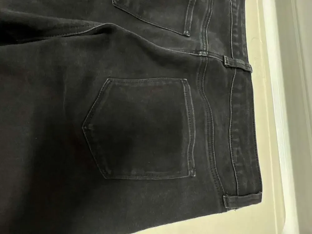 Stretch cotton denim pants in black